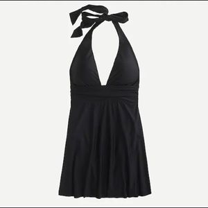 JCrew Womens Halter V-Neck Swim Dress Black sz12. New with Tags.